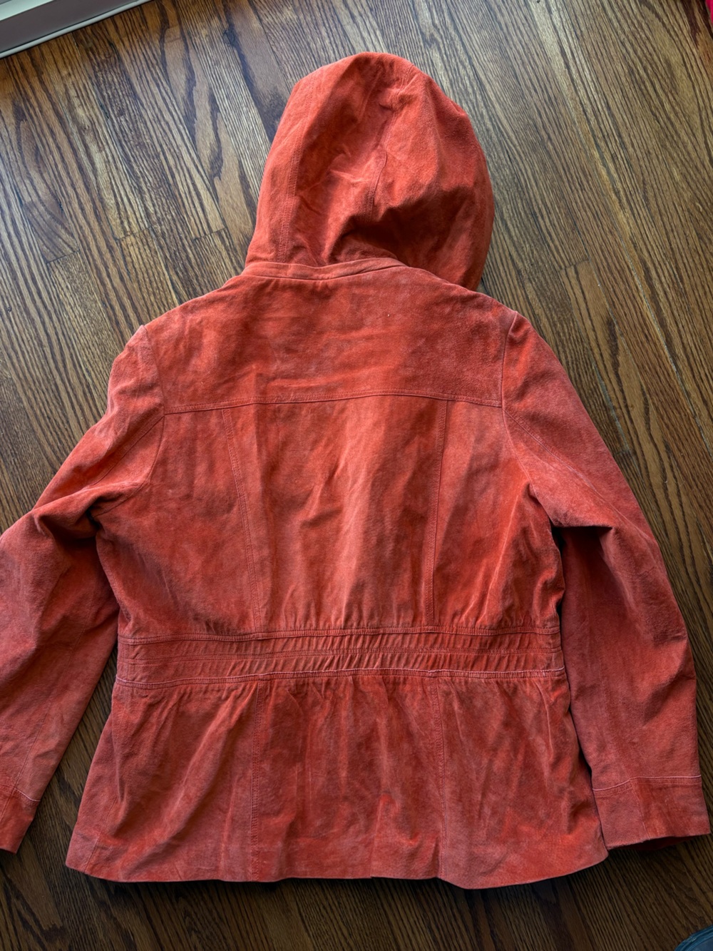 Danier Orange leather Hooded Utility Jacket - Picture 10 of 14